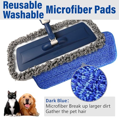 Wet Spray Mop for Floor Cleaning with 14 oz Bottle & 3 Microfiber Pads - color: 03-blue