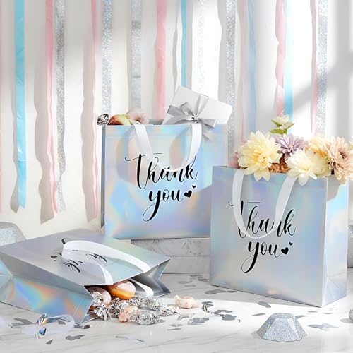 Sweetude 30 Thank You Non Woven Gift Bag, 11 x 12 x 5 Inch, Laser - color: Laser, size: 11 X 12 X 5 Inch