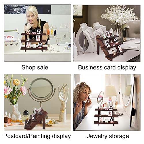 NBEADS 3-Tier Retail Earring Display Riser, Coffee Colour Earring Ring Holder Detachable Wood Retail Jewelry Card Display Stand with Groove for Crafts Jewelry Storage Display, 15.3x12.28x10.12 - color: 3-Tier Coffee Color