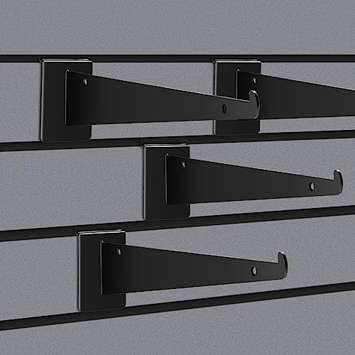 24PCS 10" Slatwall Shelf Bracket with Lip,Black Metal Slat Wall Accessories - size: 10inch-24pcs