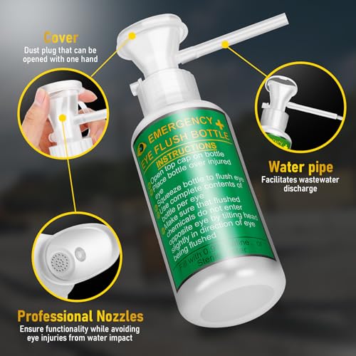 Magula Portable Eye Wash Station OSHA-Approved,BPA Free, Wall-Mounted First aid Eye Wash kit with 17oz Empty Bottles & Mirror,Emergency Eyewash, No Eye Wash Solution 2Pcs - color: 2 Pcs