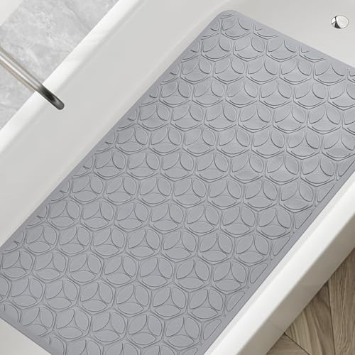 Non-Slip Rubber Bathtub Mat with Suction Cups, 16 × 28 Inch (Gray) - color: Gray, size: 28" x 16" (Rectangular)