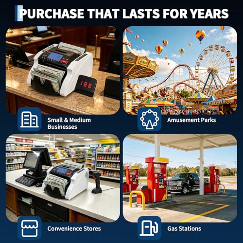 Garvee Money Counter Machine with Value Count, Dollar Euro UV/MG/IR/DD/MT Counterfeit Detection, Bill Counter with Batch Add Value Count Modes, LCD Display for Business Retail Store