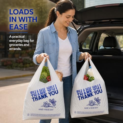 YoYoRain. (1000 Count Thank you bags, Plastic Bags with handle, retail shopping bag, carry bag Merchandise Bags and Disposable Supermarket Bag - style: Blue Butterfly