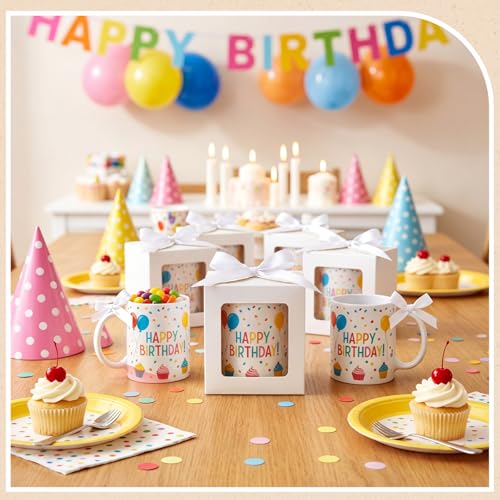 Kolldenn 24 Pcs Mug Gifts Boxes with Ribbon, 11oz, 12oz, 15oz, White - color: White