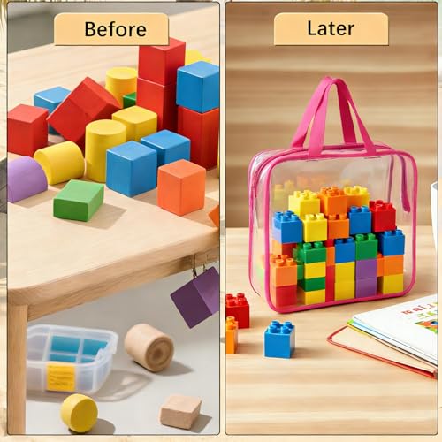 8 Packs Clear Toy Storage Bags, Red - color: Red, size: 8 Packs