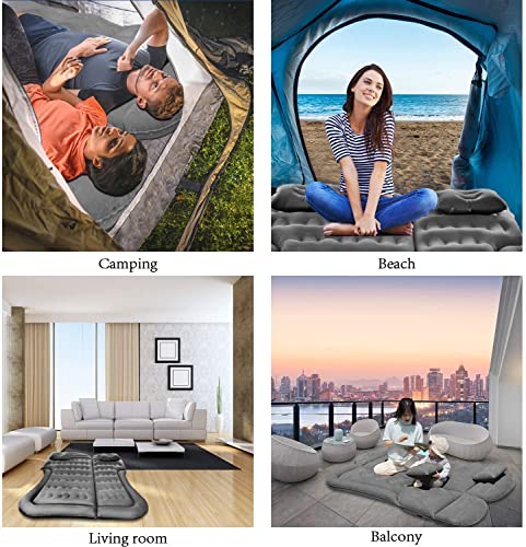 SAYGOGO SUV Air Mattress Camping Bed Cushion Pillow - Inflatable Thickened Car Air Bed with Air Pump Portable Sleeping Pad Mattress for Home Car Travel Camping Upgraded Version - Grey - color: Grey
