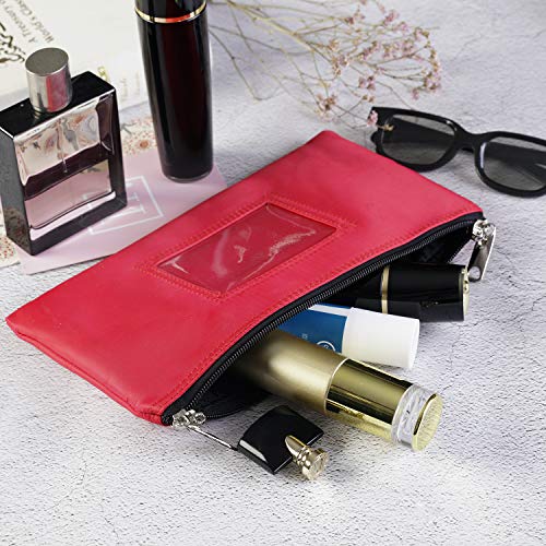 Lockable Bank Deposit Bag with Upgraded Zipper, Multi-Purpose Storage Zipper Pouch (Red)