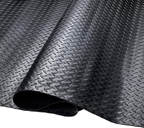 SEAL 6 x 10 FT Premium Garage Floor Mat, Solid 2.8mm Thick Lay-Flat Black Commercial Grade Heavy Duty Parking Mat for Garage Floor, Golf Cart, Water/Stain Resistant Runner (Embossed Diamond Plate) - size: 120"L x 72"W x 0.1"Th
