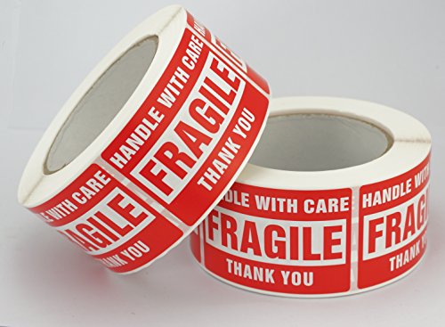 4 Rolls/2000 Labels,Handle with Care Fragile Thank You, Red Warning Shipping Label Stickers (2" x 3") - color: 04-rolls (2000 Labels)