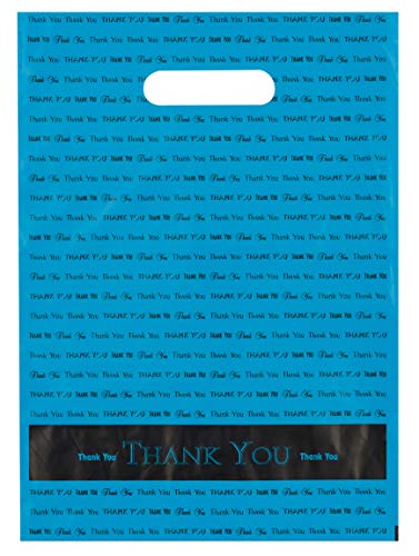 12x15 Teal "Thank You" Die Cut Handle Plastic Bags 50/cs - color: Teal
