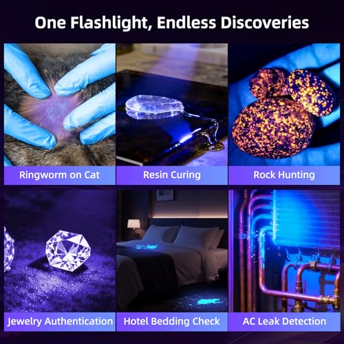 Tremdwoto 365nm UV Blacklight Flashlight Rechargeable - 7000mAh 20W Hight Power LED Ultraviolet Light, Blacklight for Pet Urine Detection, Resin Curing, Rock Hunting, Scorpions & Outdoor Use