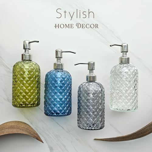 JASAI 18Oz Smoky Gray Glass Soap Dispenser with Rust Proof Pump - color: Smoky Gray