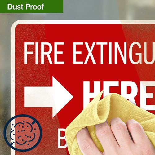 Fire Extinguisher Here Break Glass Sign, 10x7 Inches, 4 Mil Vinyl Decal Stickers Weather Resistant, Made in USA by My Sign Center - size: 7x10 Vinyl Sticker
