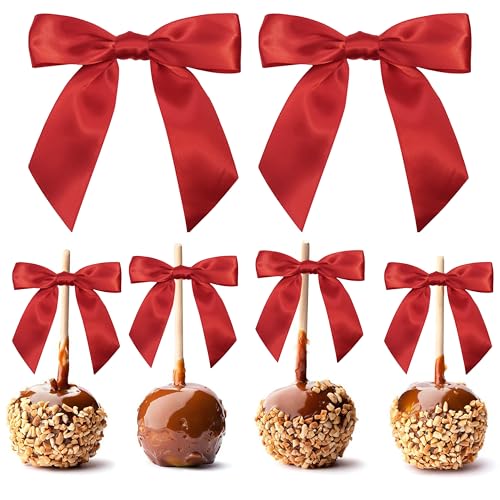 Pre-Tied Red Satin Ribbon Twist Tie Bows 5 Inch, 36 Pack - color: Red