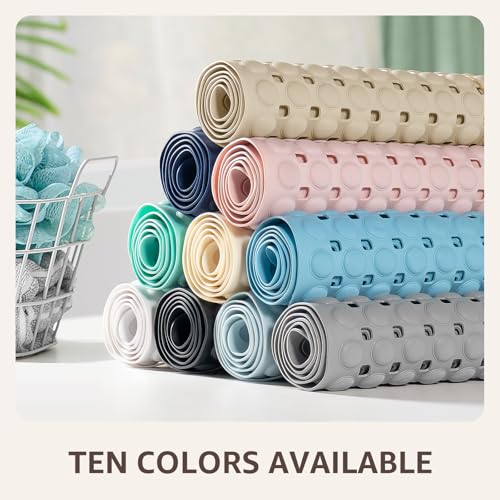 OTHWAY Bath Tub Shower Mat Non Slip, Bathtub Floor Liner Mats for Inside Shower Bathroom, Suction Cups and Drain Holes for Feet Scrubbing, Machine Washable, Soft on Feet, 35x16 Inch, Light Blue - color: Light Blue