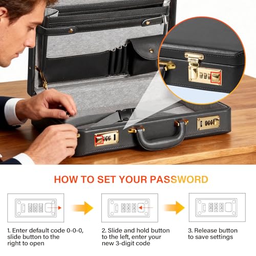 LOCKCURX Briefcases for Men, Anti-Theft Dual Lock Briefcase, 16 Inch Laptop - color: Black, size: Combination Lock