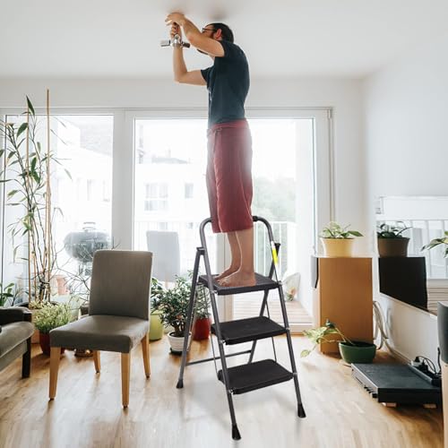 GOLYTON 3 Step Ladder,Step Stools for Adults, 500lbs Capacity - size: 3-Step