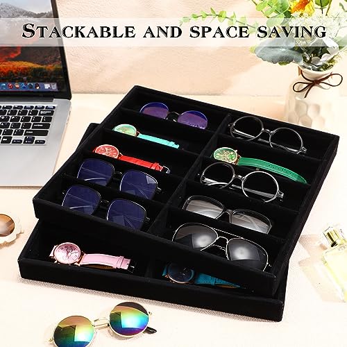 Batiyeer 2pcs Sunglasses Organizer Storage Tray Black 2 Pcs