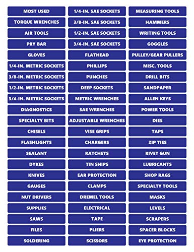 Toolbox Organizational Magnetic Rounded Labels Ultimate Set by DCM Solutions (Blue, 0.75" H x 4.5" W) - color: Blue, size: 0.75"H x 4.5"W