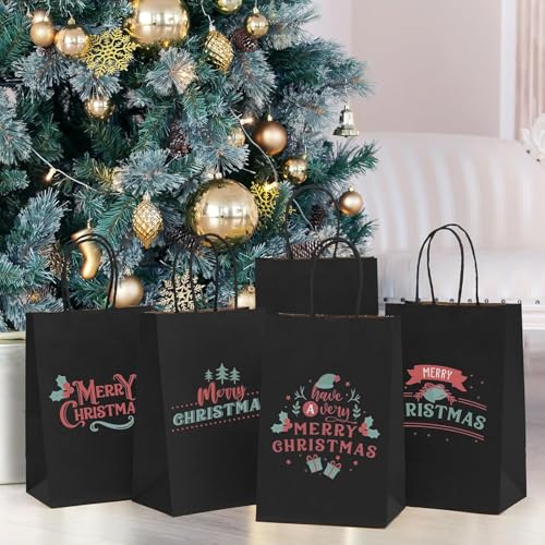 MESHA Paper Gift Bags 300Pcs 5.25x3.75x8'' Black Small Kraft Bags Bulk - color: Black, size: 5.25x3.75x8 Inch (Pack of 300)