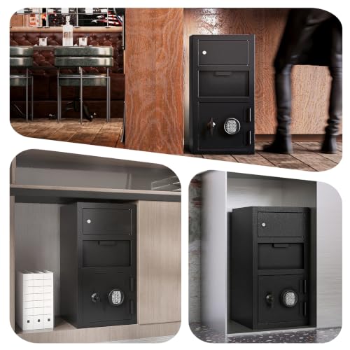 6.0 Cu Ft Large Double Door Fireproof Drop Safe for Business Heavy Duty Safe Box with Drop Slot Anti-Theft Money Drop Box with Lock and Slot Anti-Fishing for Cafe Restaurant Gas Station - size: 6.0 CuFt