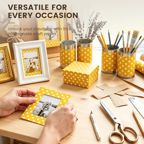 VGOODALL Yellow Reversible Wrapping Paper Roll, 17 inch X 33 Feet - color: Yellow,White