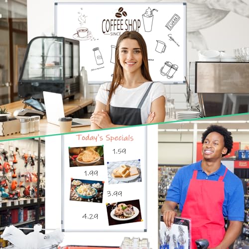 H-Qprobd White Board Dry Erase Boards for Wall 5' x 3' Magnetic Whiteboard - 60"x36" Aluminum Presentation Large Whiteboard with Long Pen Tray, 6 Markers, 2 Erasers &12 Magnets - size: 60"x36"