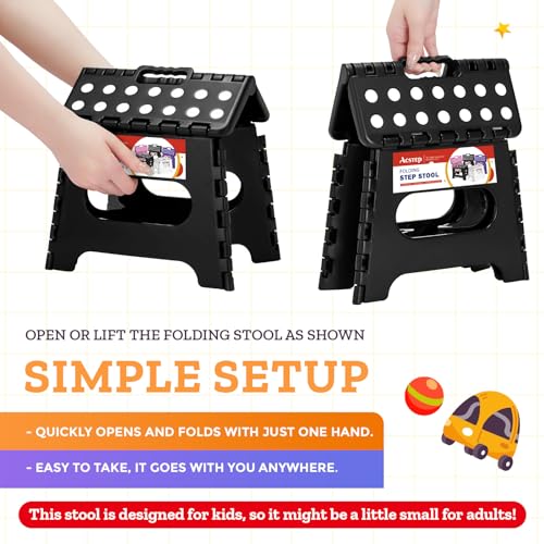ACSTEP Collapsible Step Stool 7.5 Inch, Small Folding Stool, 176 lbs, Black - color: Black, size: 7.5 Inch( Pack of 1)