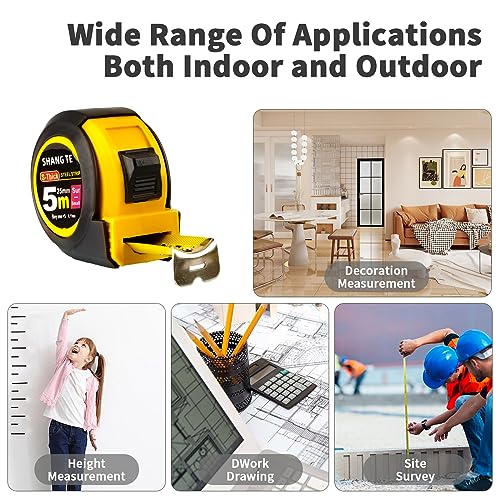 Steel Measuring Tape, Tape Measure 16 ft, Measuring Tape Retractable, 16-Foot Basics Self-Locking Measurement Self Lock Auto Tape Rule Imperial/Metric for Body Measurements - color: 1 Pack, size: 4.9 m