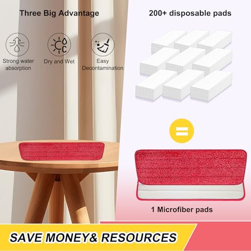 8 Pack 16.5 inch Reusable Mop Pads Microfiber Spray Mop Replacement Heads for Wet/Dry Mops Compatible with Bona Floor Care System - color: Red Mop Pads