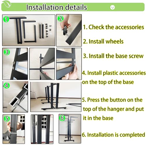 Floor Standing Metal Garment Rack - Heavy Retail Display Racks With Wheels, 8 Arms Clothing Rack, Square Tubing Portable Shirt Racks, Merchandise Display For Hanging Clothes (L-Black) - color: L-Black
