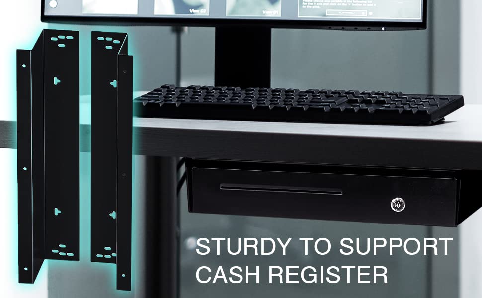 Cash Drawer Under Counter Mount Brackets 2.5 x 17.2 x 4.2 in - 1 Pack - color: Black, size: 18 Inches (1 Pack)