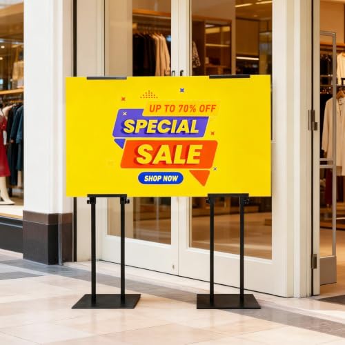 Adjustable Double-Sided Pedestal Sign Stand, Heavy Duty Display