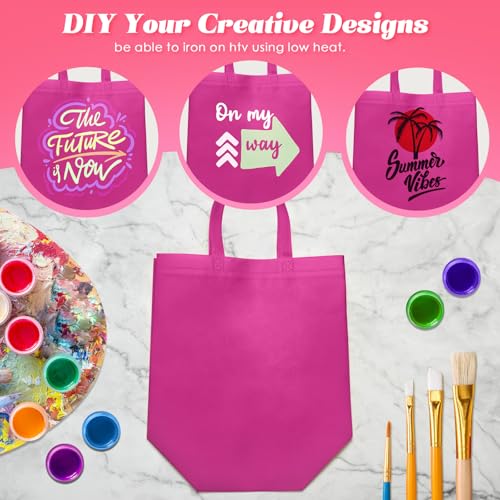 Reginary 100 PCS Non Woven Tote Bags Bulk,Rose Pink - color: Rose Pink