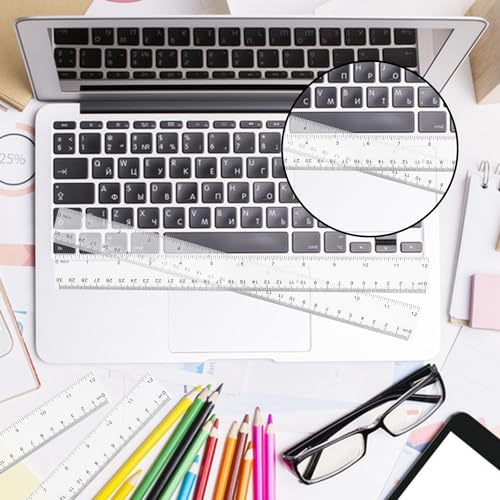 200 Pack 12 Inch Plastic Rulers Bulk, Clear Plastic Ruler, Transparent Ruler with Dual-Scale Measurement, Easy to Store, for Home, Office, Practical Use by KUKLIPJIM