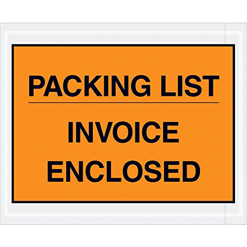Aviditi Orange Adhesive Side Loading Packing List Document Envelopes "Packing List/Invoice Enclosed", 4 1/2" x 5 1/2" for Attaching Packing Slips/Invoices to Shipments and Mailings (Pack of 1000)