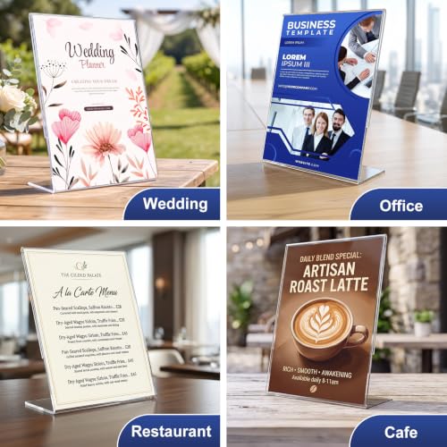 Arrobust 18 Pack Acrylic Sign Holder 8.5 x 11, Plastic Clear Display Stand for Tabletop, L-Shaped Vertical Acrylic Paper Holder for Menu, Flyers, Office, Restaurants, Documents, Store, Desktop - size: Vertical 18 Pack 8.5x11