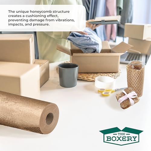 The Boxery Honeycomb Packing Paper 15”x16800” (1400’)-1 Roll Cushioning Wrap, Box Filler, Void Filling, Shipping & Moving Supplies, Alternative to Plastic Bubble|Eco Friendly-Small Business. - size: Roll 15"x1400 FT.