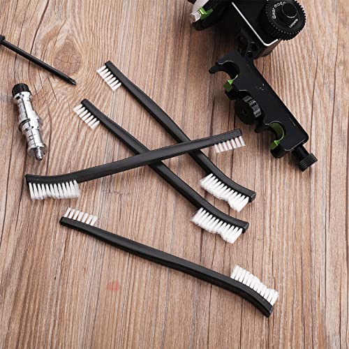 Abeillo Double-Ended Nylon Cleaning Brushes, Set of 9, Black & White, Plastic Handles, Ideal for All Kinds of Small Objects