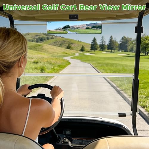 10L0L Golf Cart Mirror Rear View Extra Wide 180 Degree Panoramic for Yamaha EZGO Club Car and Others - style: Anti-Glare