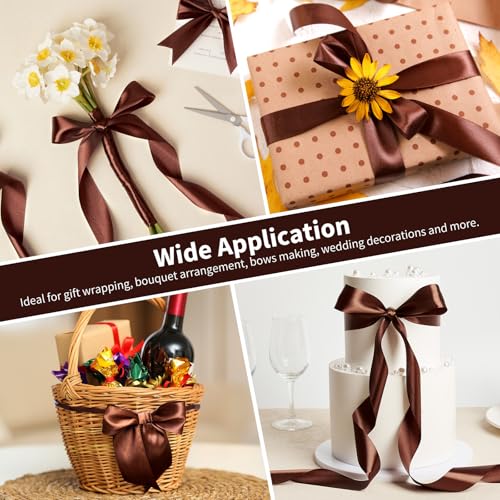 Mauproy Brown Satin Ribbon, 1-1/2 Inch, 50 Yards - color: Brown