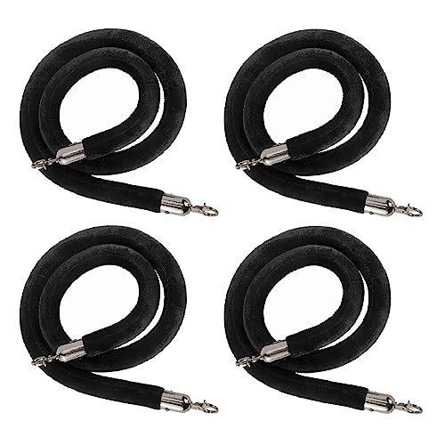 NovelBee 4pcs Black Velvet Ropes with Black Hooks,6.6 Feet Stanchion Ropes