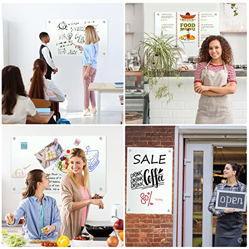 H-Qprobd White Board 24”x18“ Magnet Dry Erase Boards Frameless Magnetic Glass Whiteboard for Wall, Wall Mounted Whiteboard Includes 12 Magnets, 8 Markers and 2 Erasers - size: Glass 24"x18"