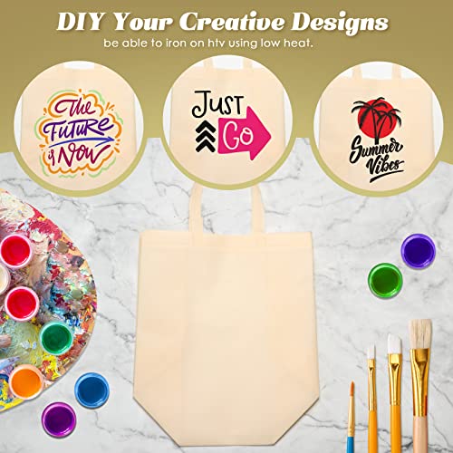 Reginary 50 Pcs Reusable Tote Bags Shopping Bags Non Woven, Beige - color: Beige