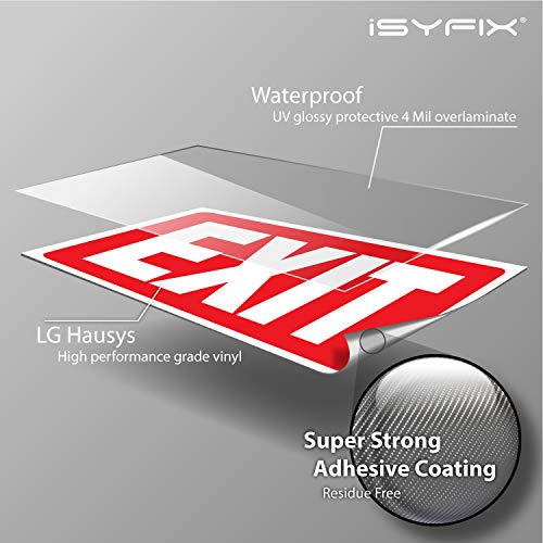 iSYFIX Exit Signs Stickers, 10x7 Inch, 12 Pack, Sticker Red - color: Sticker Red, size: 12 Pk 10x7