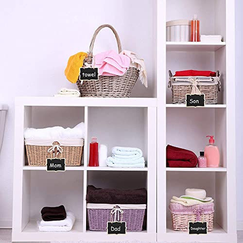 Hahiyo 3.15 x 2.36 Inch Double Sided Chalkboards with Hanging String Help Marking Easy Writing Quick Attach Wood Double-Sided Rectangle Blackboard 15 PCS for Message Signs Food Labels Wedding Party - size: 3.15 x 2.36 in (Rope)-15 PCS