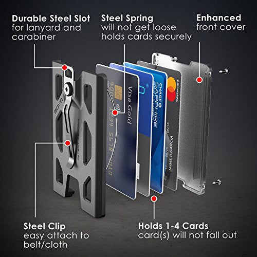 GOVO T4 Badge Holder/Wallet - Durable Polycarbonate ID/Credit Holder with Metal Clip and 4 Cards Slot (Holds 1 to 4 Cards) (Tan) - color: Tan