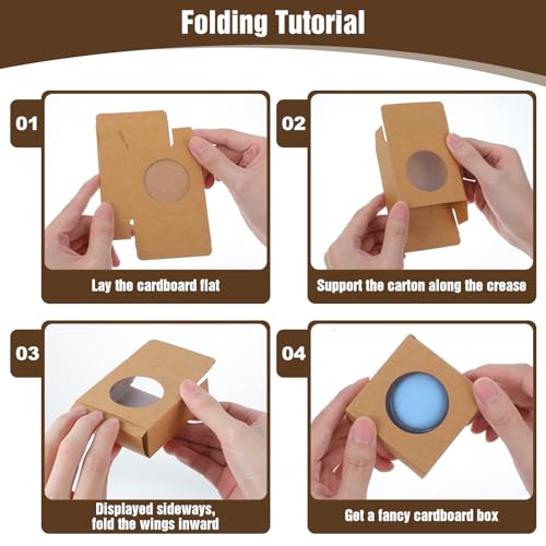 Afcabakila 100 Pcs Soap Boxes for Homemade Soap, Bulk Krafts Paper Boxes With Clear Window, 3x3x1.2 Inch Small Square Gift Packaging Boxe For Homemade Soap, Cookies, Candies, Jewelry and Party Favors