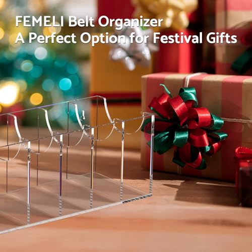 FEMELI Acrylic Belt Organizers Holders for Closet 5-Slots Belt Storage Box - size: 5-Compartments